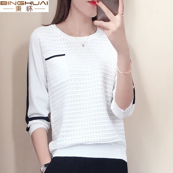 women autumn hollow out knitted pullover sweater women casual white and black patchwork pocket pull femme jumper, White;black
women autumn hollow out knitted pullover sweater women casual white and black patchwork pocket pull femme jumper, White;black