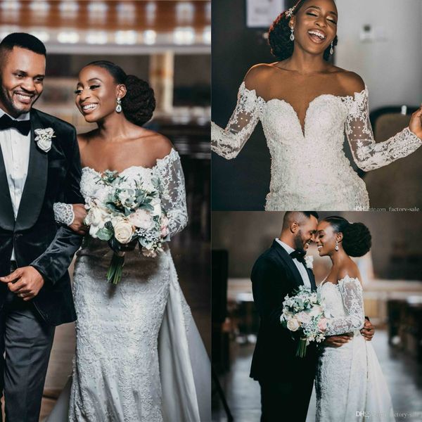 south african mermaid wedding dresses 2020 long sleeve lace appliques beads country bridal gown detachable train nigerian vestido de novia, White
south african mermaid wedding dresses 2020 long sleeve lace appliques beads country bridal gown detachable train nigerian vestido de novia, White