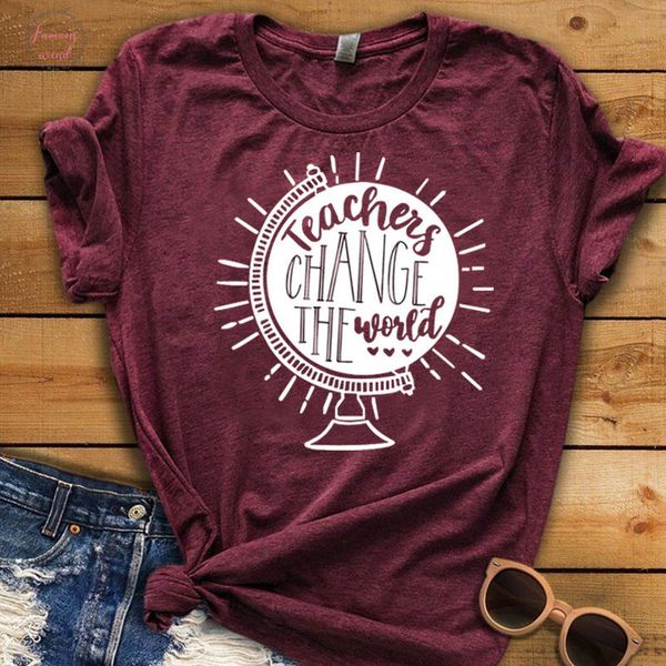 teachers change the world print women t shirt globe tees funny short sleeve casual summer o neck female t shirts, White 
teachers change the world print women t shirt globe tees funny short sleeve casual summer o neck female t shirts, White