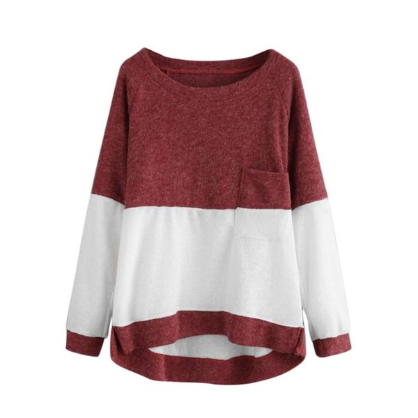 women autumn winter patchwork color long sleeve o neck casual loose knitted sweater with pocket pullovers sweaters y2, White;black
women autumn winter patchwork color long sleeve o neck casual loose knitted sweater with pocket pullovers sweaters y2, White;black