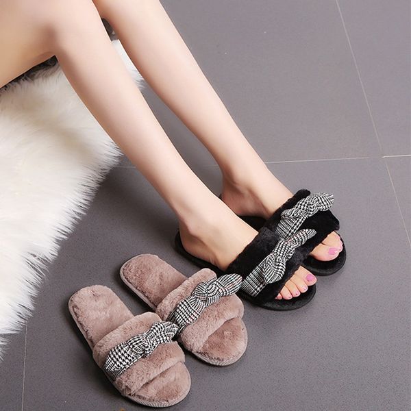 women warm plaid bow knot plush soft slippers indoor warm fluffy terlik cotton shoes womens fur slippers winter shoes big size, Black
women warm plaid bow knot plush soft slippers indoor warm fluffy terlik cotton shoes womens fur slippers winter shoes big size, Black
