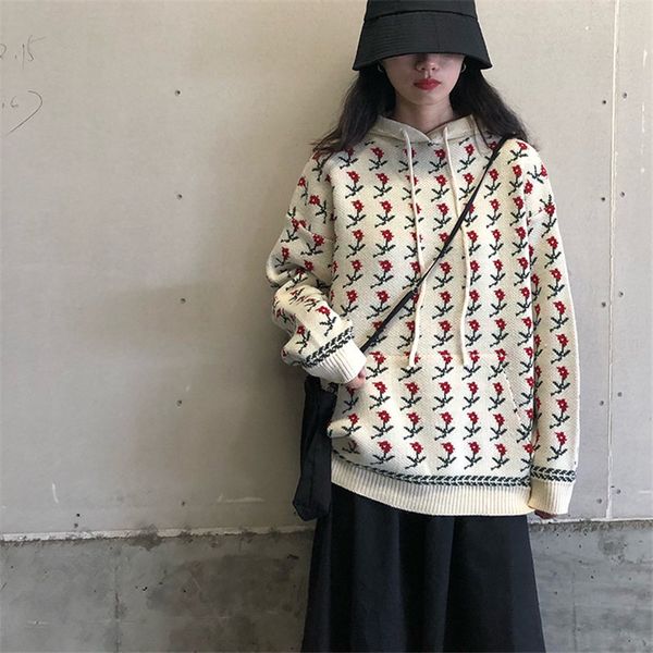 hzirip gentle soft hooded sweet floral elegant fashion women loose all-match knitted stylish pullovers sweaters, White;black
hzirip gentle soft hooded sweet floral elegant fashion women loose all-match knitted stylish pullovers sweaters, White;black