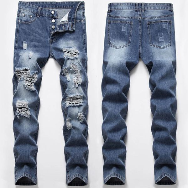 new designer men's jeans mens distressed ripped skinny jeans classic washed slim moto biker causal mens denim pants hip hop men jeans 0, Blue
new designer men's jeans mens distressed ripped skinny jeans classic washed slim moto biker causal mens denim pants hip hop men jeans 0, Blue