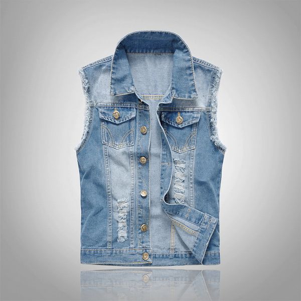 men cowboy jackets denim jeans vest coat ripped tassel pocket sleeveless jacket spring man streetwear vests, Black;white
men cowboy jackets denim jeans vest coat ripped tassel pocket sleeveless jacket spring man streetwear vests, Black;white