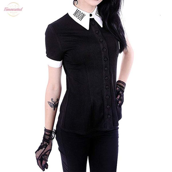 women moon print puff sleeve womens shirt gothic punk black blouse v neck button womens down short sleeve shirt, White
women moon print puff sleeve womens shirt gothic punk black blouse v neck button womens down short sleeve shirt, White