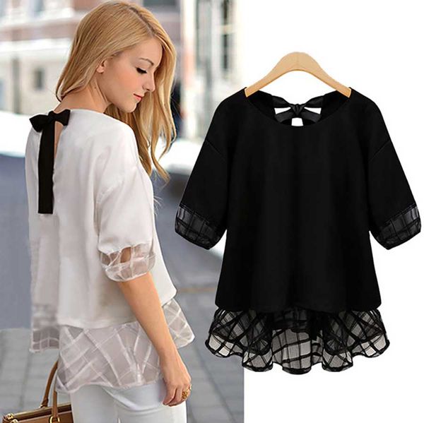 women t-shirt casual 2019 summer puff sleeve panelled bow pure color print crew neck middle sleeve polyester size s-xxl, White
women t-shirt casual 2019 summer puff sleeve panelled bow pure color print crew neck middle sleeve polyester size s-xxl, White