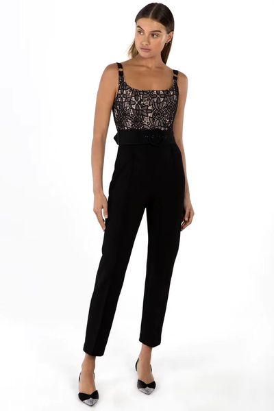 o neck black lace bandage jumpsuit 2020 celebrity designer fashion rompers, Black;white
o neck black lace bandage jumpsuit 2020 celebrity designer fashion rompers, Black;white