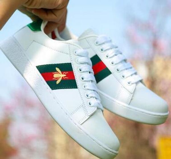 sell embroidery bee small men white shoes women leather low cut casual flat shoes sneakers zapatos walking shoes, Black