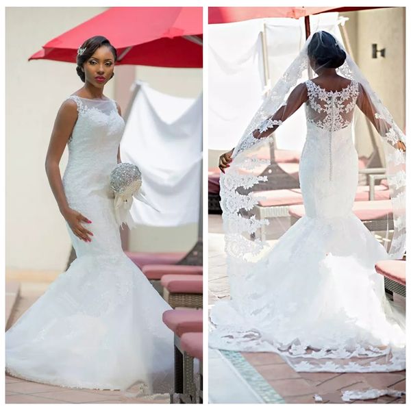2019 sheer scoop lace appliques slim mermaid long wedding dresses custom formal bridal gowns simple garden petite vestidos de marriage cheap, White
2019 sheer scoop lace appliques slim mermaid long wedding dresses custom formal bridal gowns simple garden petite vestidos de marriage cheap, White