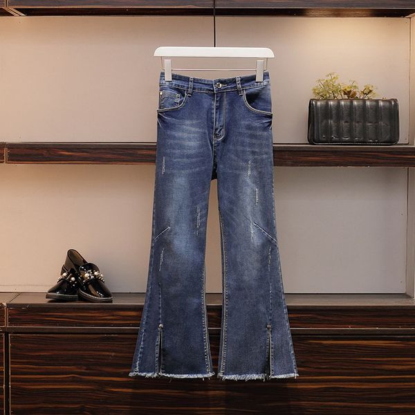 plus size xl-5xl 2019 new women spring autumn split flare denim pants female washed jeans middle waist trousers l3845, Blue
plus size xl-5xl 2019 new women spring autumn split flare denim pants female washed jeans middle waist trousers l3845, Blue