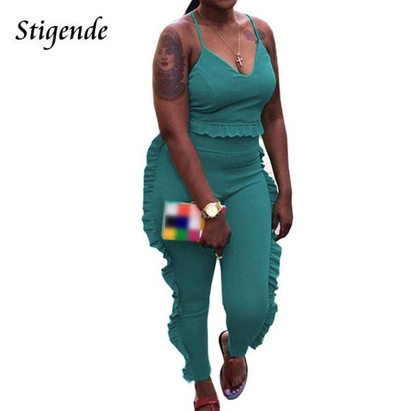 high street women cami crops pants sets halter ruched and frill pants two piece outfits casual tracksuit female convention, Gray
high street women cami crops pants sets halter ruched and frill pants two piece outfits casual tracksuit female convention, Gray