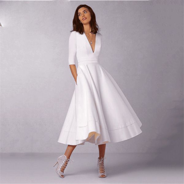 party dress plus size women clothing solid vintage spring summer dress women 2019 casual plus size long female white dresses 3xl, Black;gray 
party dress plus size women clothing solid vintage spring summer dress women 2019 casual plus size long female white dresses 3xl, Black;gray