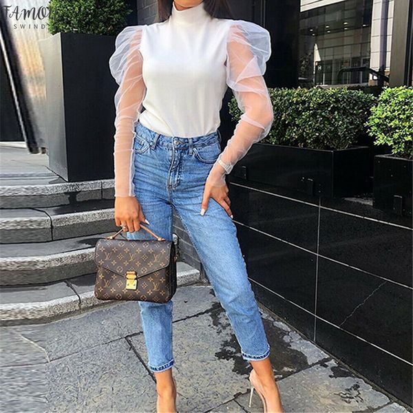 fashion women sheer mesh puff long sleeve turtleneck ladies girls blouse shirts puff sleeve black white baggy tunic female blusas
fashion women sheer mesh puff long sleeve turtleneck ladies girls blouse shirts puff sleeve black white baggy tunic female blusas