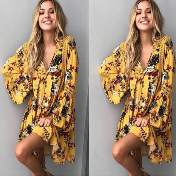 summer long sleeve women loose dress flower printed v-neck ruffled luxury boho style lady long-dress fashion vestido plus size, Black;gray
summer long sleeve women loose dress flower printed v-neck ruffled luxury boho style lady long-dress fashion vestido plus size, Black;gray