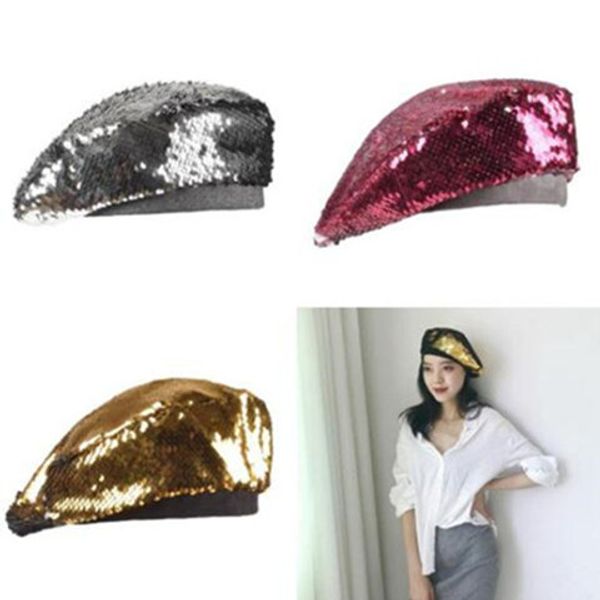 lady adjustable sequins beret women adjustable double color cap fashion pure color england retro girls cap wy511q-2, Silver
lady adjustable sequins beret women adjustable double color cap fashion pure color england retro girls cap wy511q-2, Silver