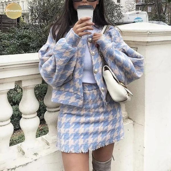 skirt vintage skirt sets winter ladies woolen tweed jacket short women suits elegant two pieces sets, White
skirt vintage skirt sets winter ladies woolen tweed jacket short women suits elegant two pieces sets, White