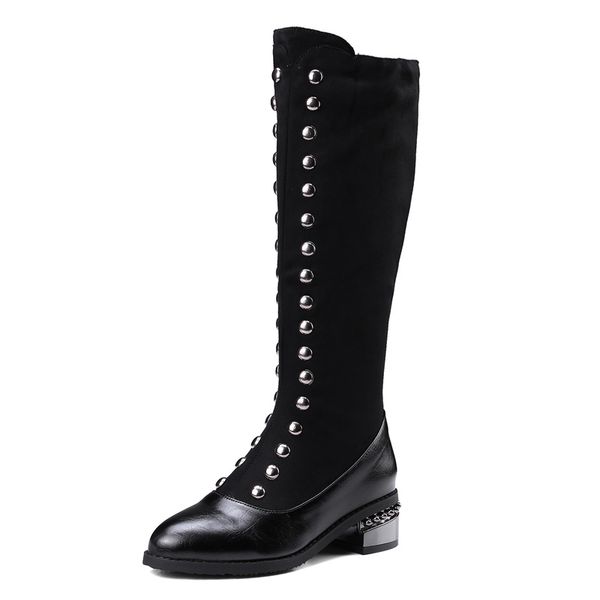winter boots real 2019 big size 34-48 women knee high boots chunky round toe zipper rivet decoration spring autumn, Black
winter boots real 2019 big size 34-48 women knee high boots chunky round toe zipper rivet decoration spring autumn, Black