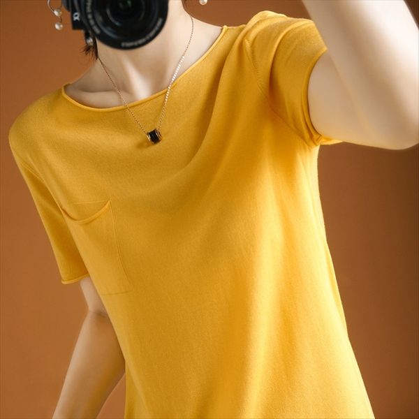 tencel curled knitted short sleeve t-shirt female 2020 round neck loose base shirt half sleeve, White
tencel curled knitted short sleeve t-shirt female 2020 round neck loose base shirt half sleeve, White