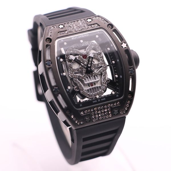 hollow boyu-heng diamond skeleton mens watches silver ghost head dial quartz battery 43mm wide rubber strap transparent watch, Slivery;brown
hollow boyu-heng diamond skeleton mens watches silver ghost head dial quartz battery 43mm wide rubber strap transparent watch, Slivery;brown