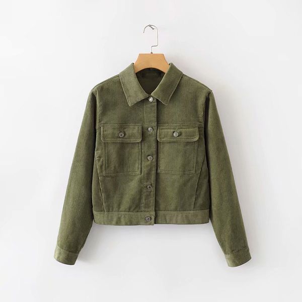 europe and america women's dress 2019 spring and autumn new style fold-down collar corduroy workwear jacket women's, Black;brown
europe and america women's dress 2019 spring and autumn new style fold-down collar corduroy workwear jacket women's, Black;brown