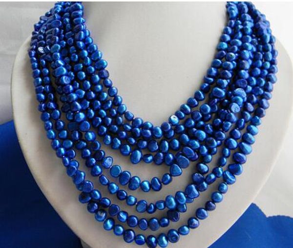beautiful 8strands 6mm blue baroque freshwater pearl necklace, Silver
beautiful 8strands 6mm blue baroque freshwater pearl necklace, Silver