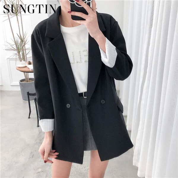 sungtin new loose casual women blazers jacket office lady elegant work suit coat fashion pockets spring autumn outerwear black, White;black
sungtin new loose casual women blazers jacket office lady elegant work suit coat fashion pockets spring autumn outerwear black, White;black