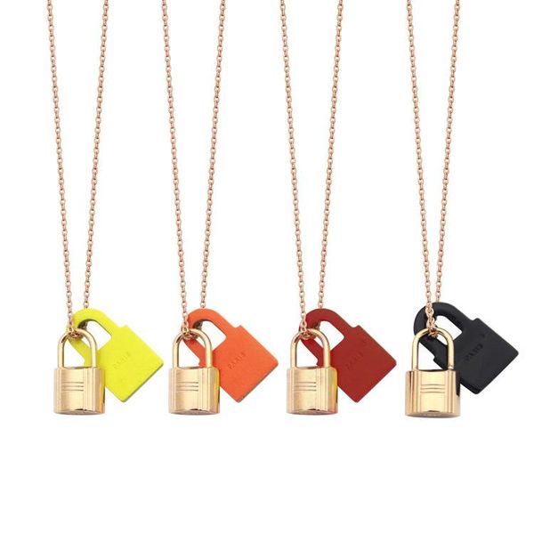 new h letter hanging black red orange leather lock necklace titanium love necklace buckle women rose gold necklace fashion jewelry wholesale, Silver
new h letter hanging black red orange leather lock necklace titanium love necklace buckle women rose gold necklace fashion jewelry wholesale, Silver