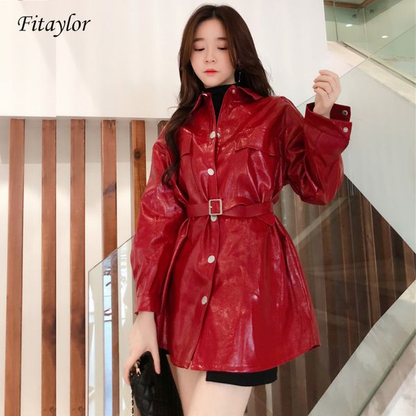 fitaylor 2019 new women's retro lapel long sleeve leather coat spring autumn casual students bright face pu leather jackets, Black
fitaylor 2019 new women's retro lapel long sleeve leather coat spring autumn casual students bright face pu leather jackets, Black