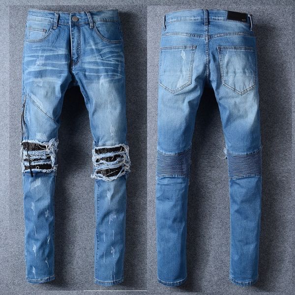 New # 502 Men's Ripped Biker Distressed Stretch Slim denim light Blue Washed Jean Size 29-42
New # 502 Men's Ripped Biker Distressed Stretch Slim denim light Blue Washed Jean Size 29-42
