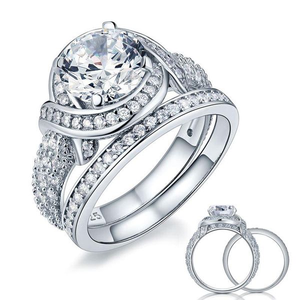 exquisite women wedding rings luxury solid 925 sterling silver wedding anniversary ring set vintage created diamond, Slivery;golden
exquisite women wedding rings luxury solid 925 sterling silver wedding anniversary ring set vintage created diamond, Slivery;golden