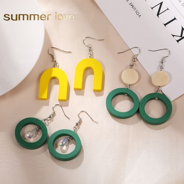 new fashion geometric cute dangle wood earring for women elegant summer beach earring party jewelry gift, Silver
new fashion geometric cute dangle wood earring for women elegant summer beach earring party jewelry gift, Silver