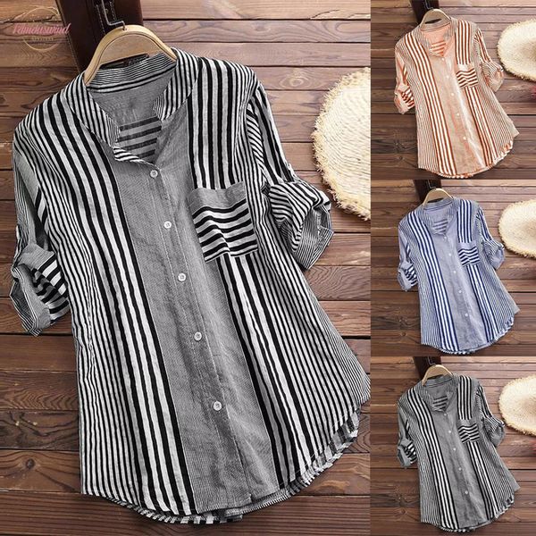 h35 womens and blouses 2020 plus size three quarter striped blouse v neck loose fit blouse ropa mujer moda, White
h35 womens and blouses 2020 plus size three quarter striped blouse v neck loose fit blouse ropa mujer moda, White