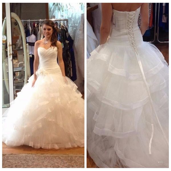 2019 sweetheart tulle tiered a-line wedding dresses surplice bodice bridal gowns lace up back floor length custom vestidos de marriage, White
2019 sweetheart tulle tiered a-line wedding dresses surplice bodice bridal gowns lace up back floor length custom vestidos de marriage, White