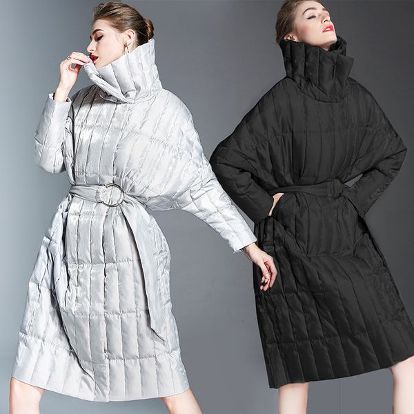 women's fashion standing collar down jacket euramerican women's long thick loose ultra light down jacket women for 2018 winter, Black
women's fashion standing collar down jacket euramerican women's long thick loose ultra light down jacket women for 2018 winter, Black