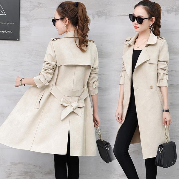 suede windbreaker female casual spring autumn long sleeve trench coat women clothes plus size solid color long suede coat q1732, Tan;black
suede windbreaker female casual spring autumn long sleeve trench coat women clothes plus size solid color long suede coat q1732, Tan;black