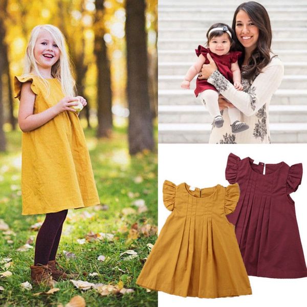 girls dress summer casual baby girls solid pattern flare sleeve dress kids toddler pageant sundress, Red;yellow
girls dress summer casual baby girls solid pattern flare sleeve dress kids toddler pageant sundress, Red;yellow