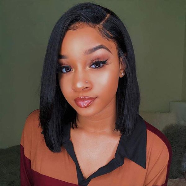 bob lace front wig full lace human hair wig swiss lace no shedding no tangle with baby hair 130%~150%density for black women, Black;brown
bob lace front wig full lace human hair wig swiss lace no shedding no tangle with baby hair 130%~150%density for black women, Black;brown