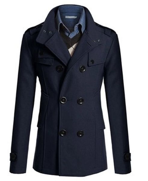 men's winter formal trench male windbreaker coat single breasted overcoat wool jacket, Black
men's winter formal trench male windbreaker coat single breasted overcoat wool jacket, Black