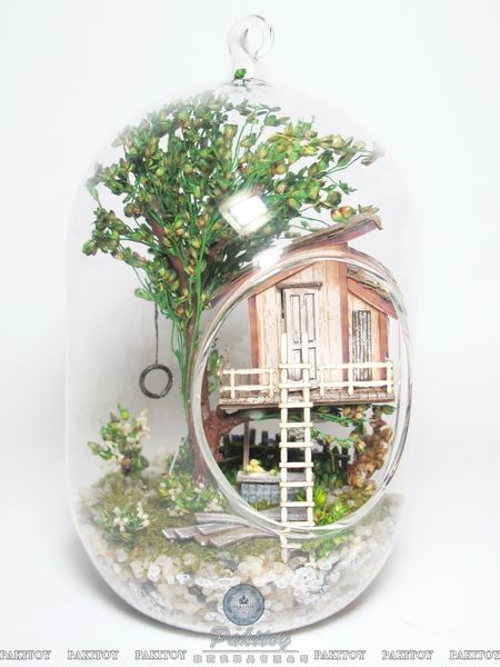 Sc02 Diy Glass Ball Doll House Wooden Mini Jungle Dollhouse Miniature Gift Toy Y200413
