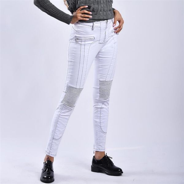 women's jeans european and american style women denim skinny pants motorcycle zipper stitching pleated stretch slim pencil trousers, Blue
women's jeans european and american style women denim skinny pants motorcycle zipper stitching pleated stretch slim pencil trousers, Blue