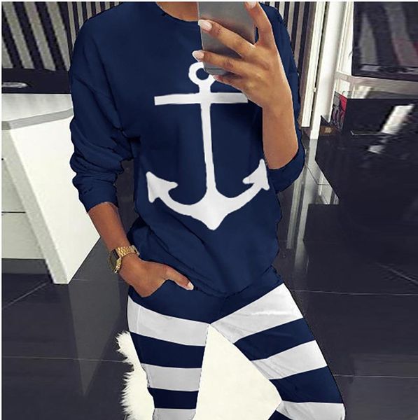 2020 new anchor print women running set autumn long sleeve hoodie+striped pants tracksuit workout clothes sportswear sports suit, Black;blue
2020 new anchor print women running set autumn long sleeve hoodie+striped pants tracksuit workout clothes sportswear sports suit, Black;blue
