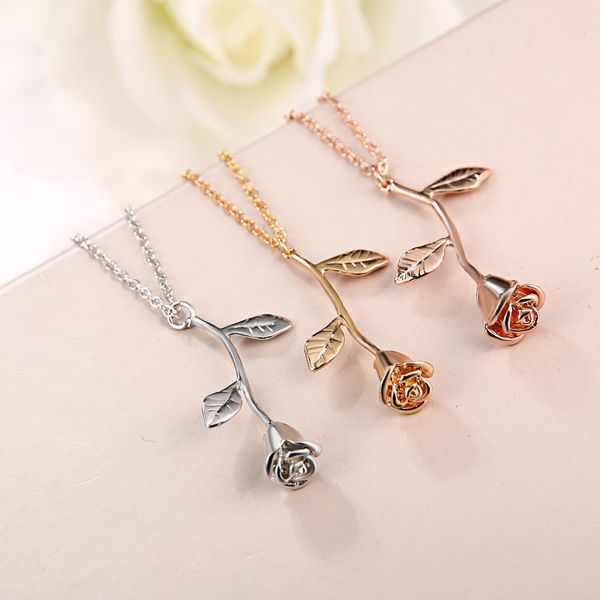 new fashion rose flower pendant necklaces for women girl necklace boho jewelry valentine's day gift ing, Silver
new fashion rose flower pendant necklaces for women girl necklace boho jewelry valentine's day gift ing, Silver