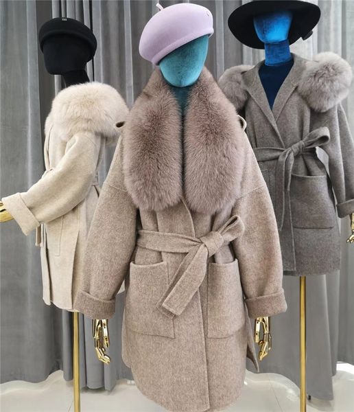 20% alpaca elegant large fur collar mid long women open front winter coats overcoat belted winter lady wool jacket, Black
20% alpaca elegant large fur collar mid long women open front winter coats overcoat belted winter lady wool jacket, Black