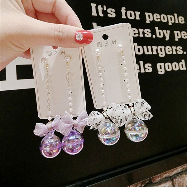 korean fashion new romantic glass ball dangle earring ear jewelry lace bowknot long pearl drop earrings for women accessories, Golden
korean fashion new romantic glass ball dangle earring ear jewelry lace bowknot long pearl drop earrings for women accessories, Golden