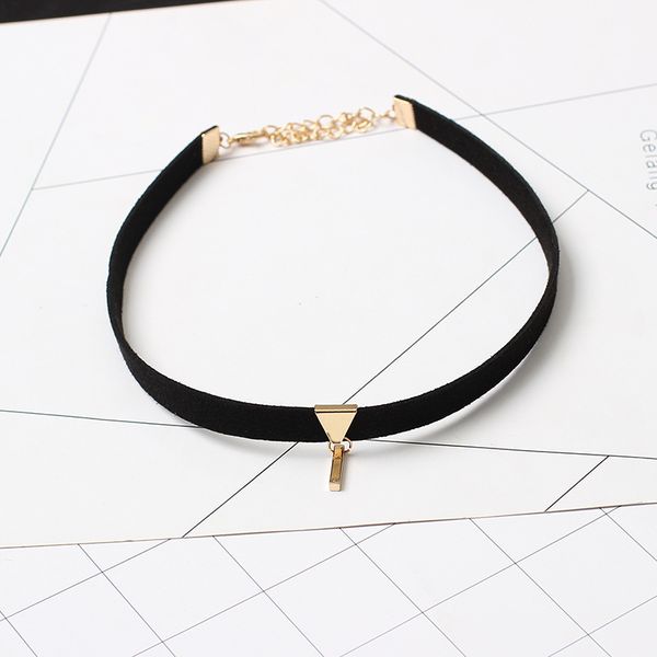 innovative korean velvet ladies short simple alloy geometric triangle necklace chain jewelry chain, Silver
