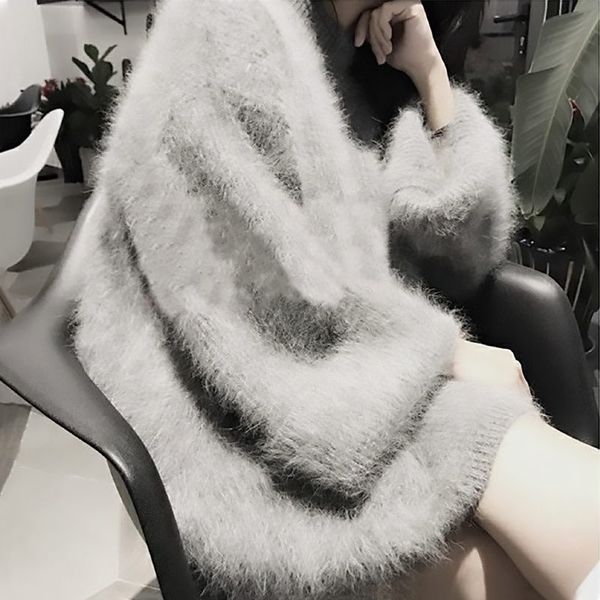 korean loose half-high collar pullover sweater autumn and winter thick trumpet sleeves faux mink jacket lazy sweater women long section, White;black
korean loose half-high collar pullover sweater autumn and winter thick trumpet sleeves faux mink jacket lazy sweater women long section, White;black