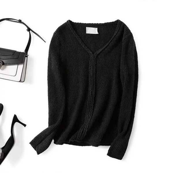 women sweater 2019 autumn / winter new four-color v-neck mohair pullover sweater, White;black
women sweater 2019 autumn / winter new four-color v-neck mohair pullover sweater, White;black