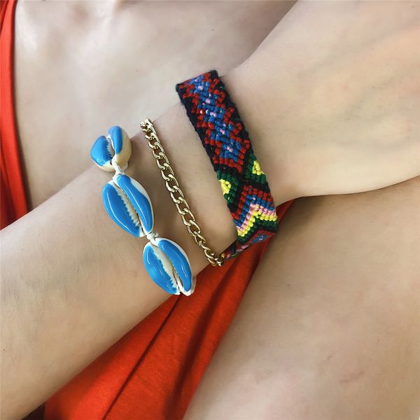 bohemian 3 pcs/ set blue shell bracelets bangle for women vintage ethnic colorful cotton rope chain adjustable bracelet, Golden;silver
bohemian 3 pcs/ set blue shell bracelets bangle for women vintage ethnic colorful cotton rope chain adjustable bracelet, Golden;silver