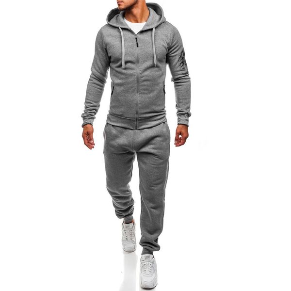 men's tracksuits autumn and winter sports cardigan hooded suit fashion casual two-piece, Gray
men's tracksuits autumn and winter sports cardigan hooded suit fashion casual two-piece, Gray
