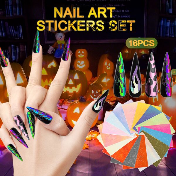 16pcs/set holographic fire flame nail vinyls stencil hollow sticker fires on manicure stencil stickers nail art decal decoration, Black
16pcs/set holographic fire flame nail vinyls stencil hollow sticker fires on manicure stencil stickers nail art decal decoration, Black